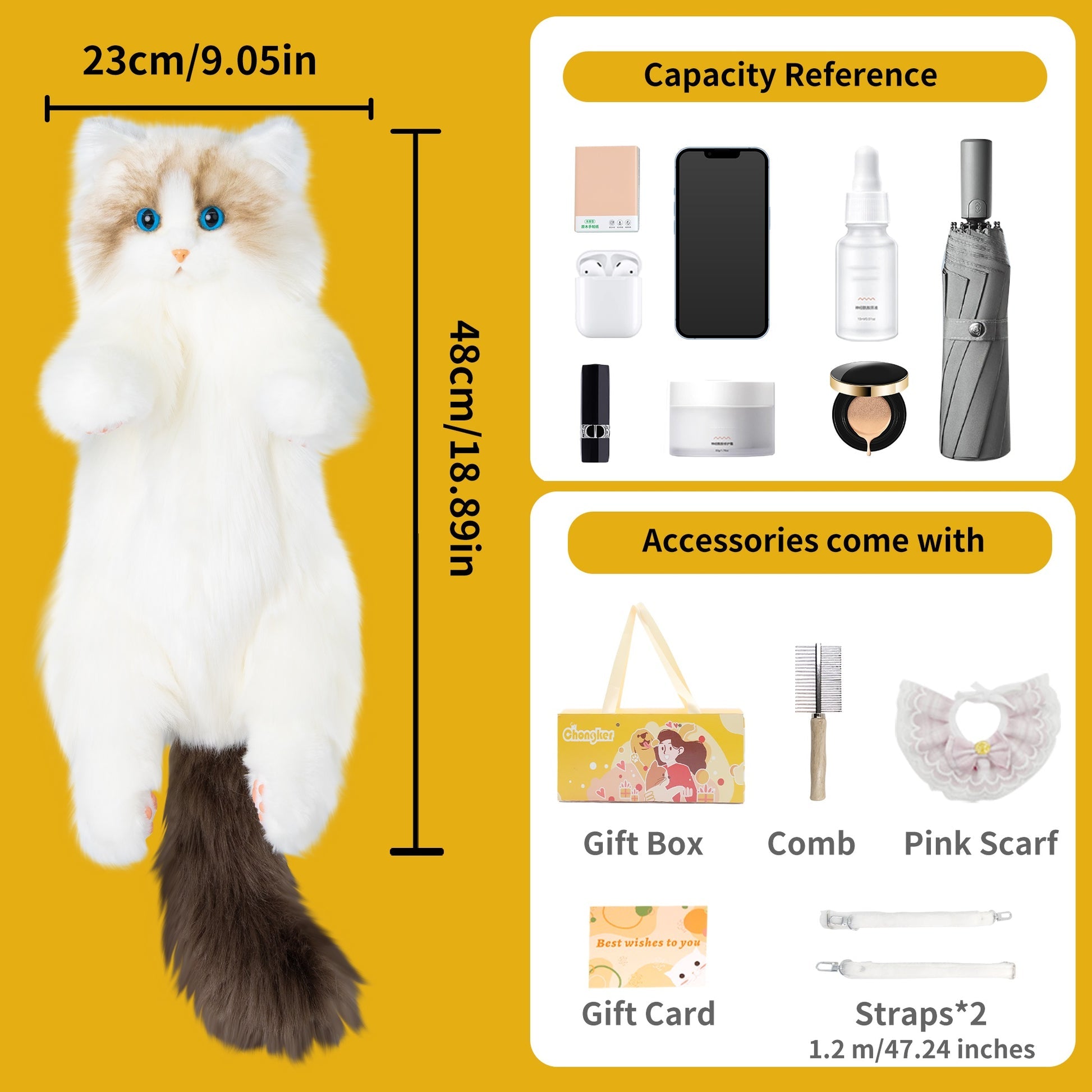 Sasatoy 1:1 Lifelike Ragdoll Cat Backpack