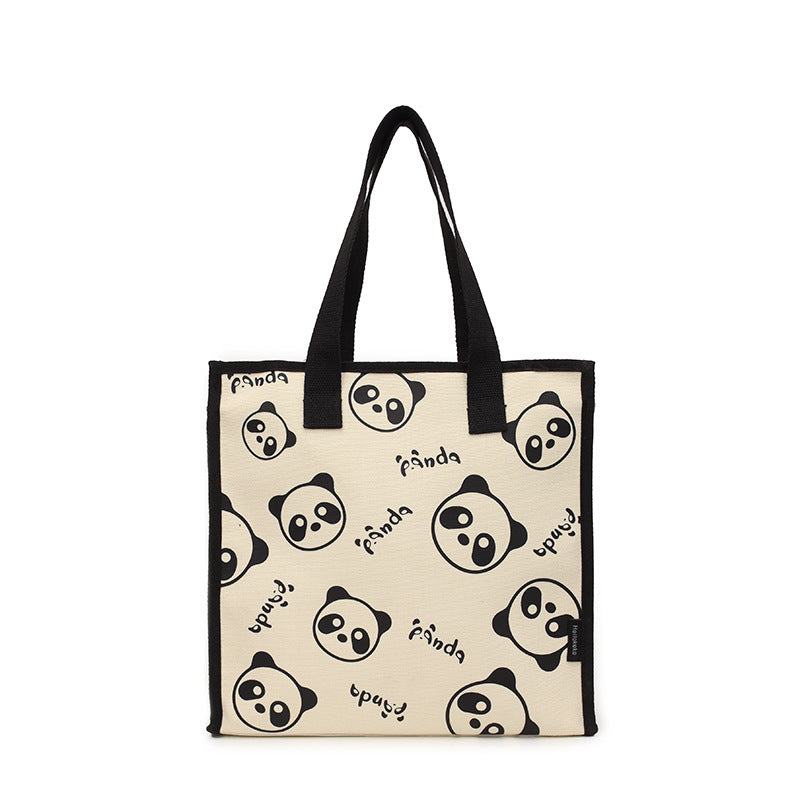 Panda Print Canvas Shoulder Bag for Women - Spacious and Stylish Tote Bag for Commuting, Casual Travel, and Daily Use