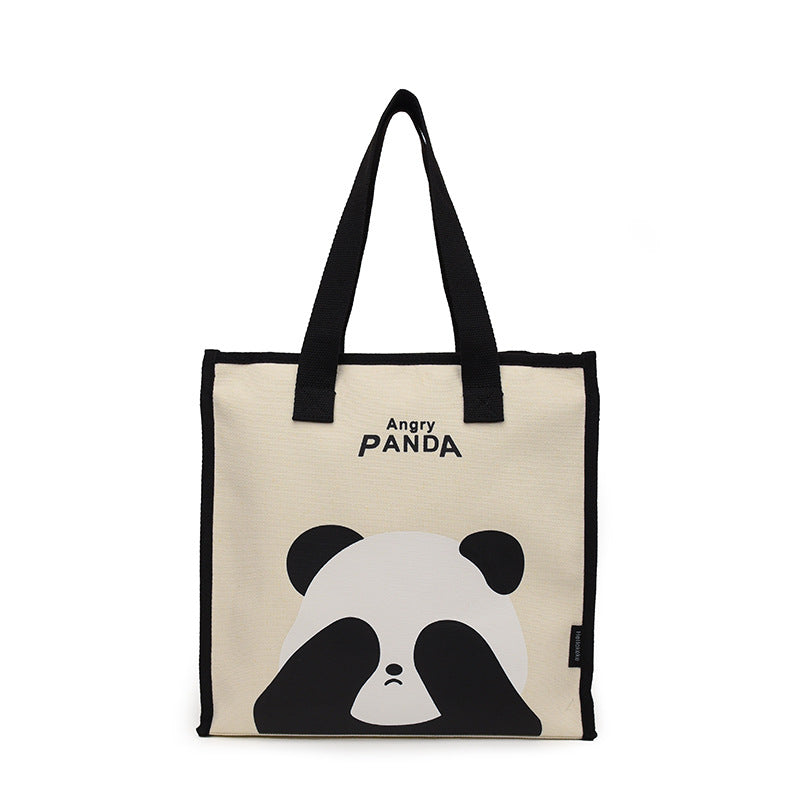 Panda Print Canvas Shoulder Bag for Women - Spacious and Stylish Tote Bag for Commuting, Casual Travel, and Daily Use