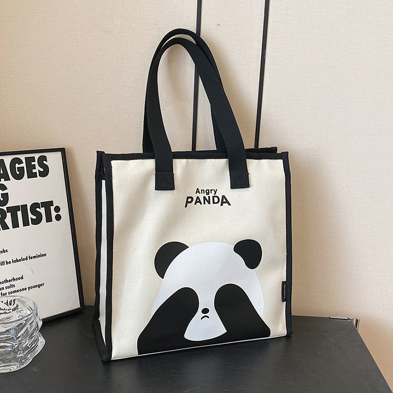 Panda Print Canvas Shoulder Bag for Women - Spacious and Stylish Tote Bag for Commuting, Casual Travel, and Daily Use