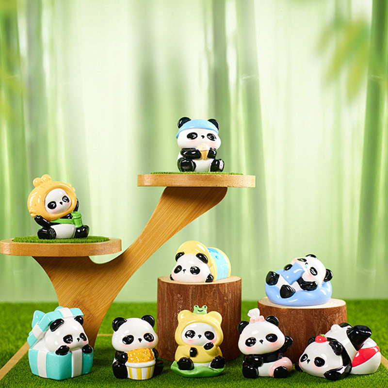 Creative Flower Cub Joy Theater Blind Box Resin Figure Panda Peripheral Cute Grain Doll Car Decoration Ornament Gift